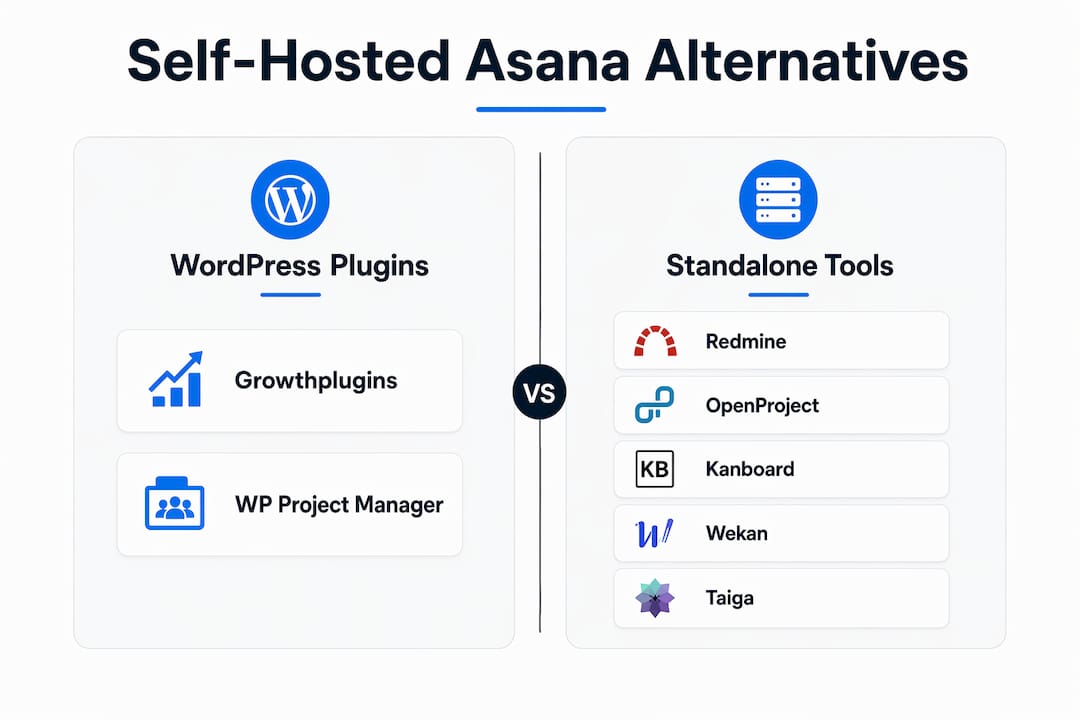 Infographic comparing self-hosted Asana alternatives