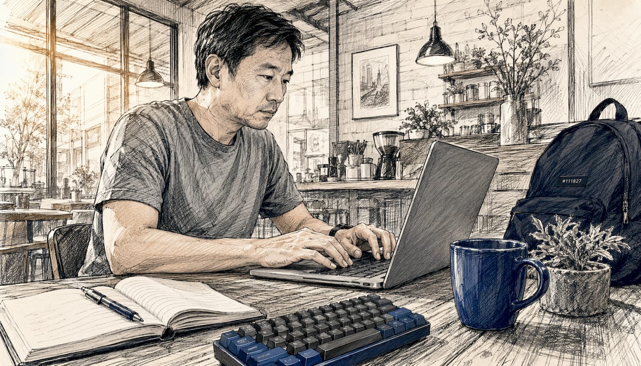 User working on WordPress plugin at home office