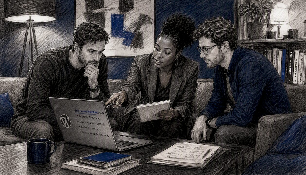 Agency team collaborating on CRM software