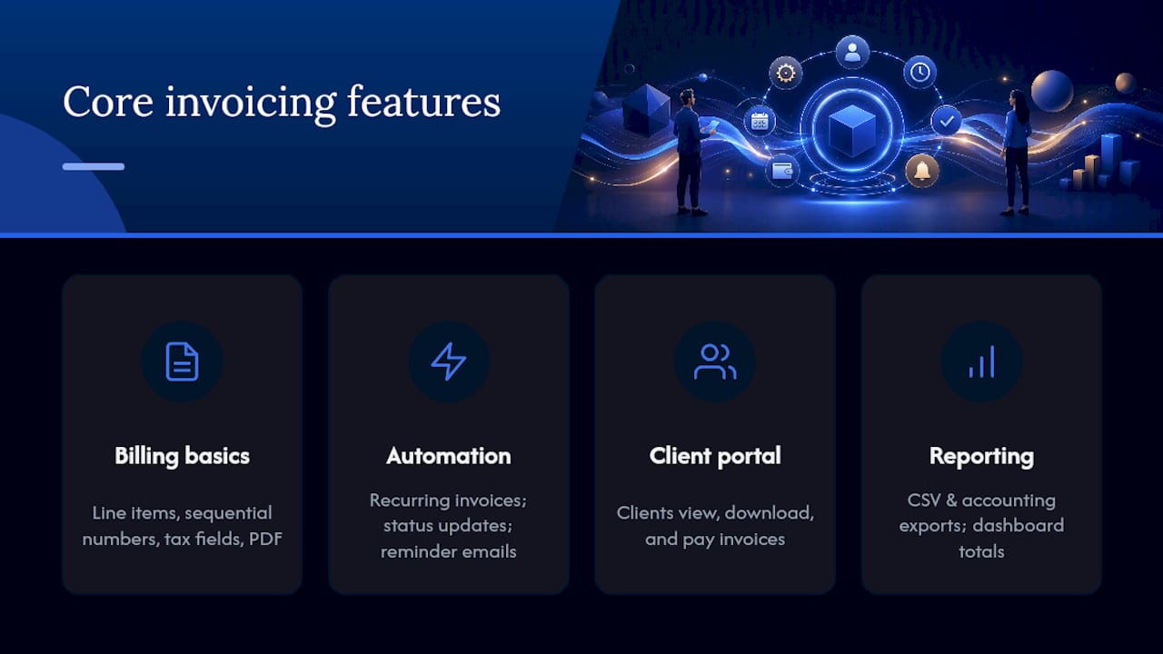 Diagram of invoicing plugin feature categories