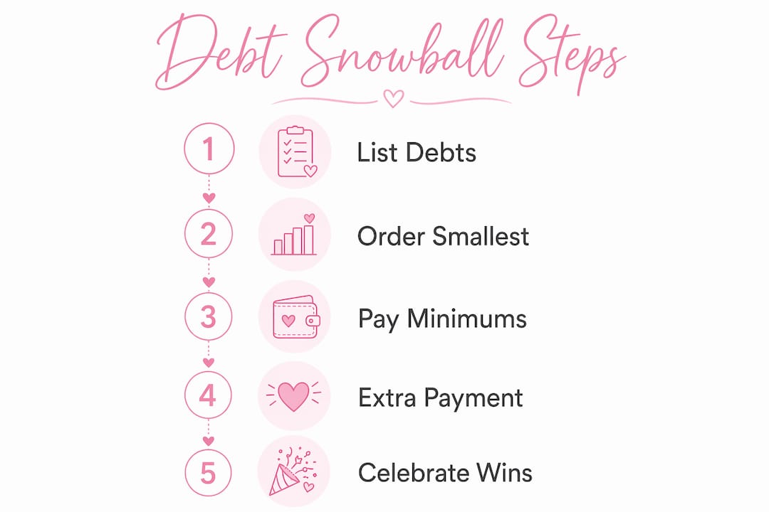 Infographic showing debt snowball repayment steps