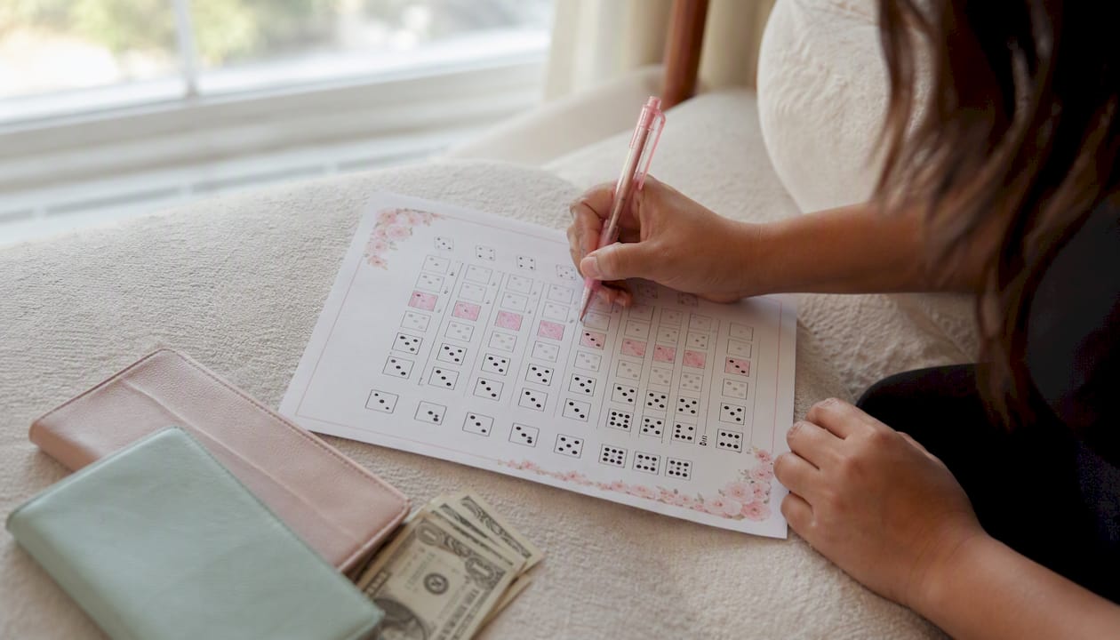Hand coloring dice savings collection board