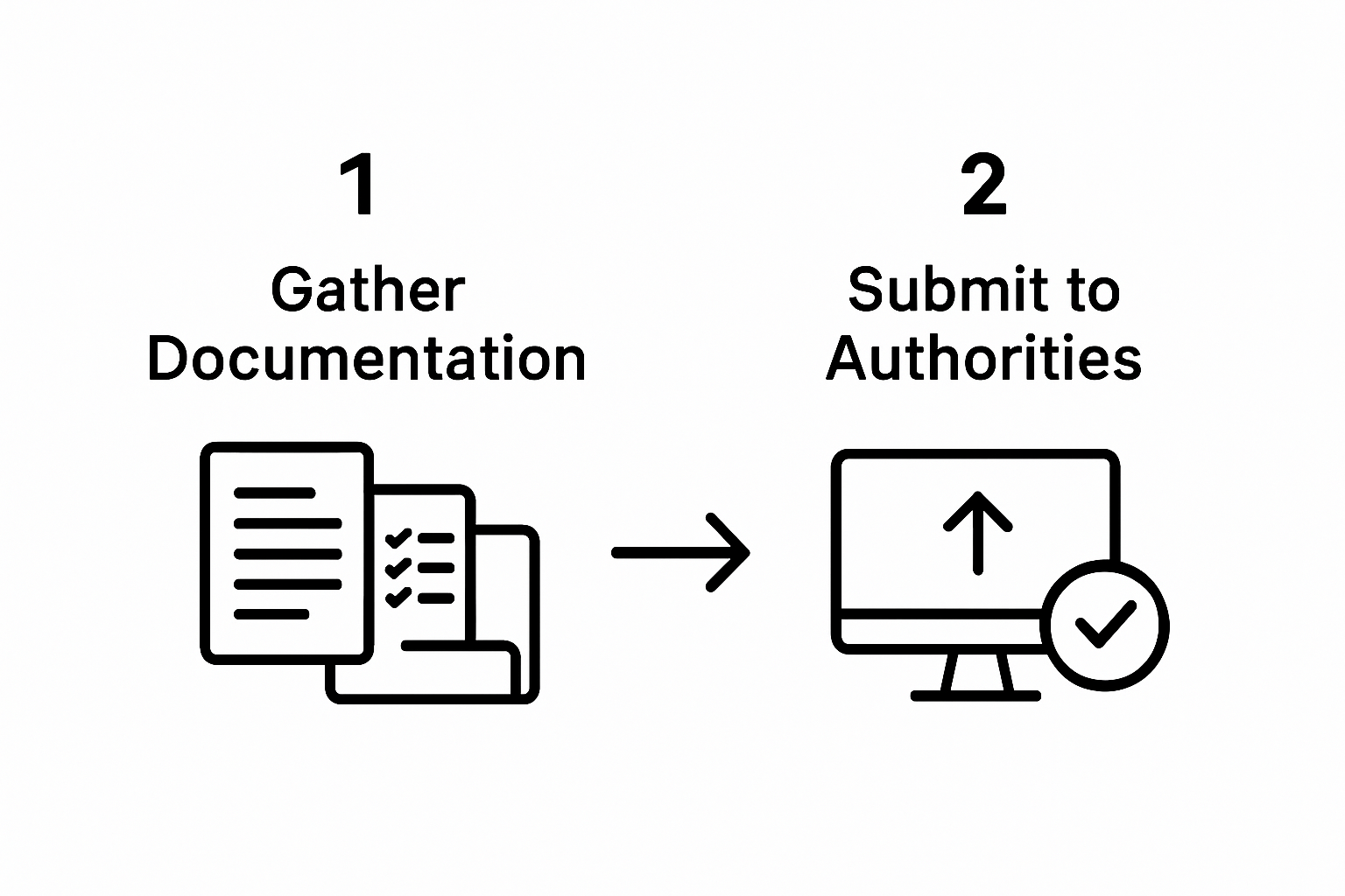 Infographic showing export document gathering and submission steps