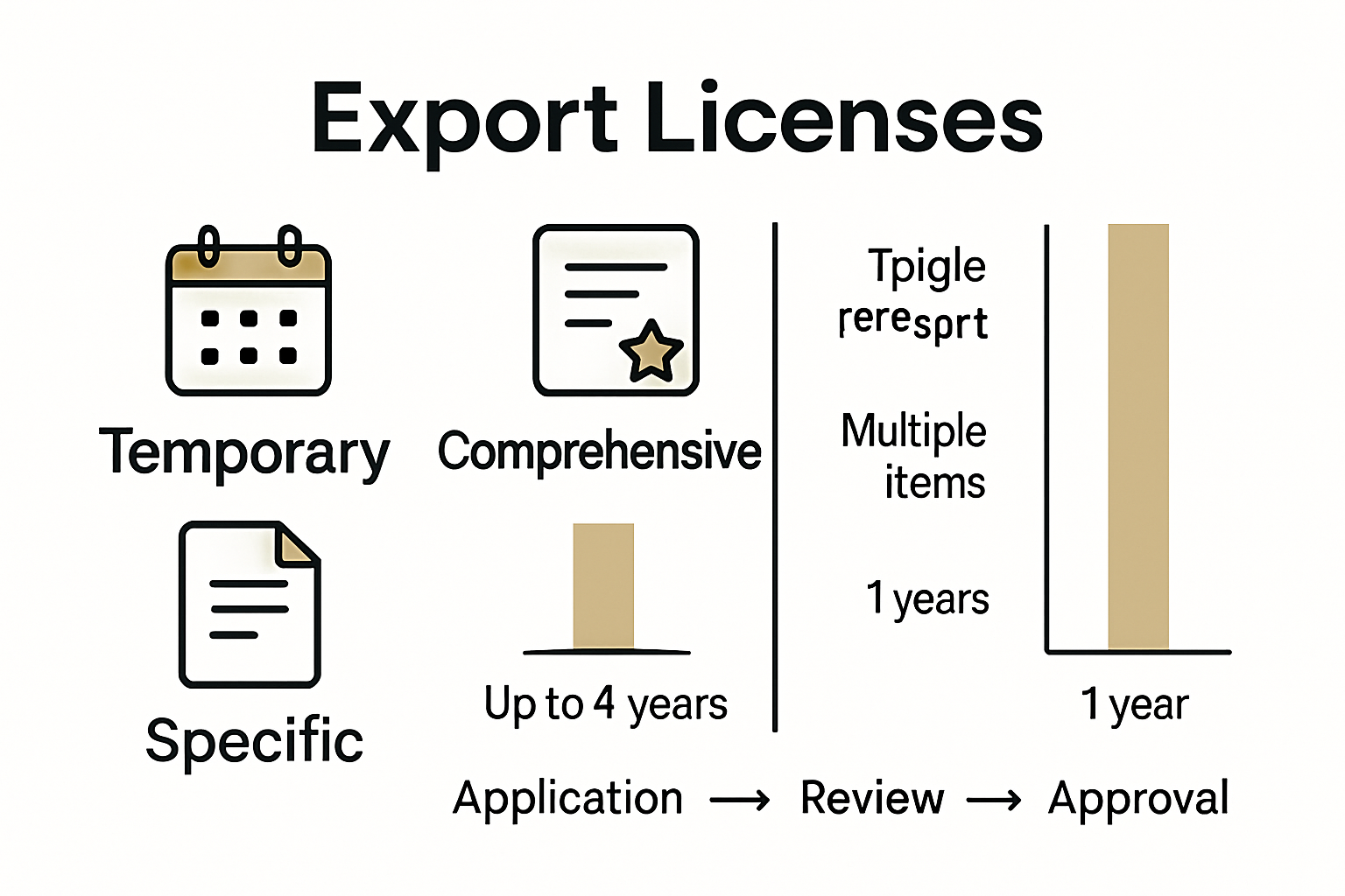 Infographic comparing U.S. export license types and approval process