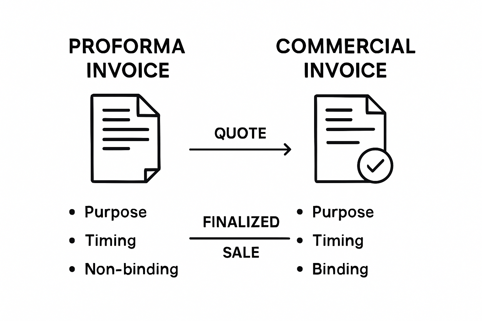 Comparison infographic proforma vs commercial invoice