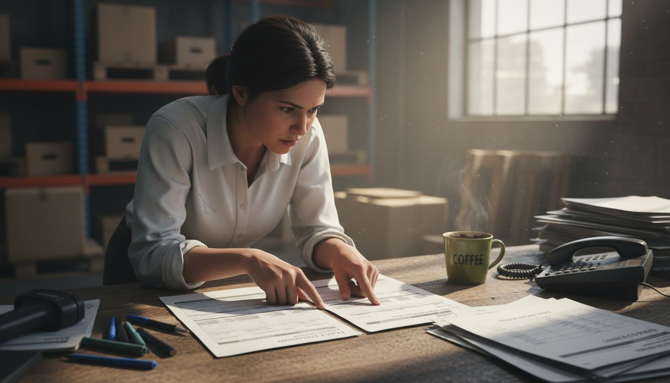 Export coordinator reviews invoice details