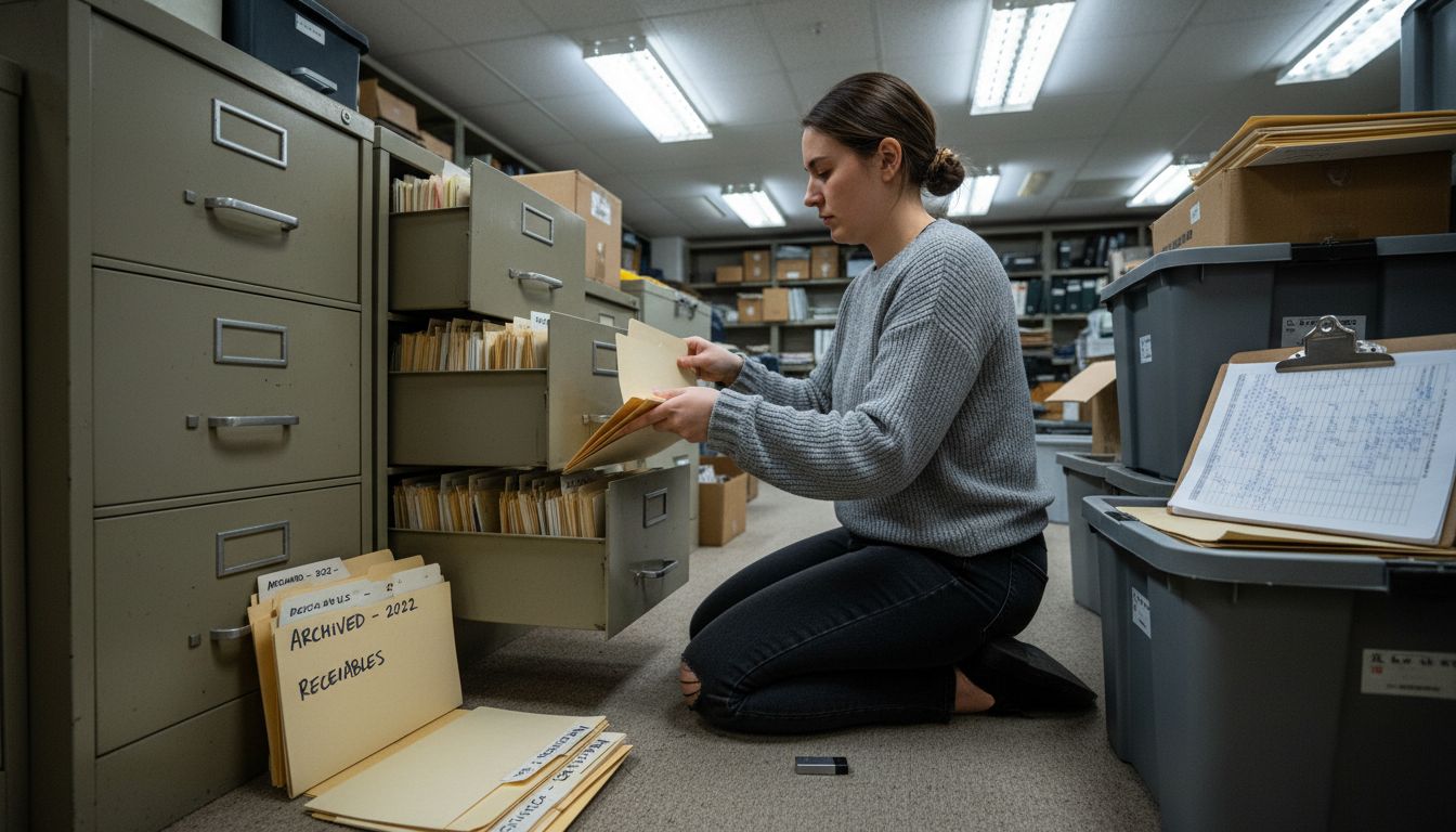 Sorting invoice folders in records room