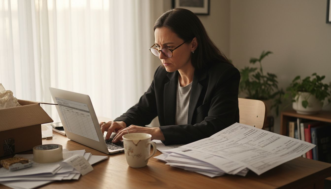 Woman filling out customs declaration forms