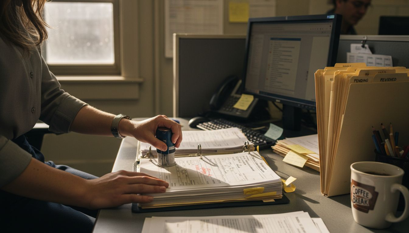 Compliance officer processing FTA paperwork
