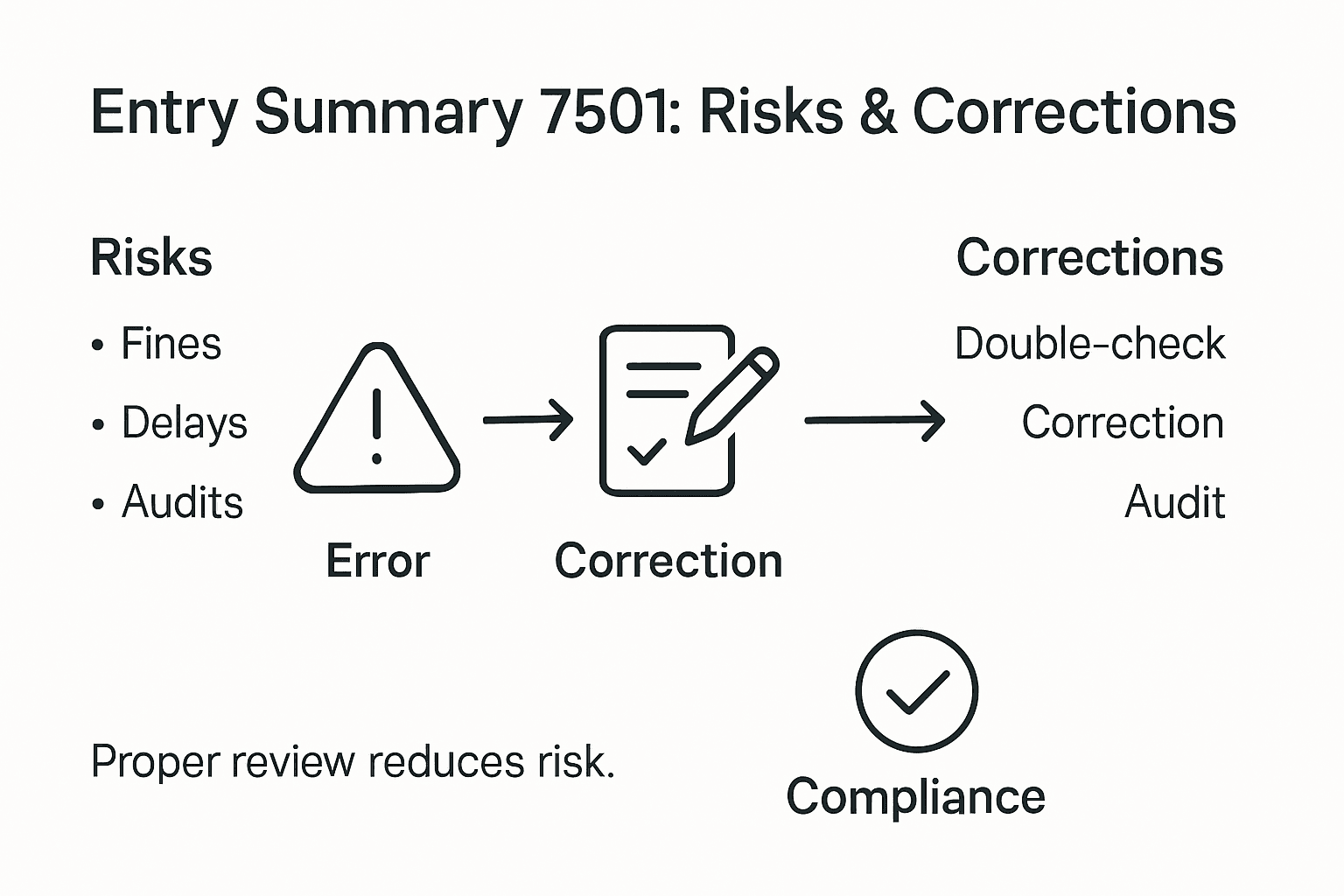Infographic of Entry Summary 7501 risks and corrections
