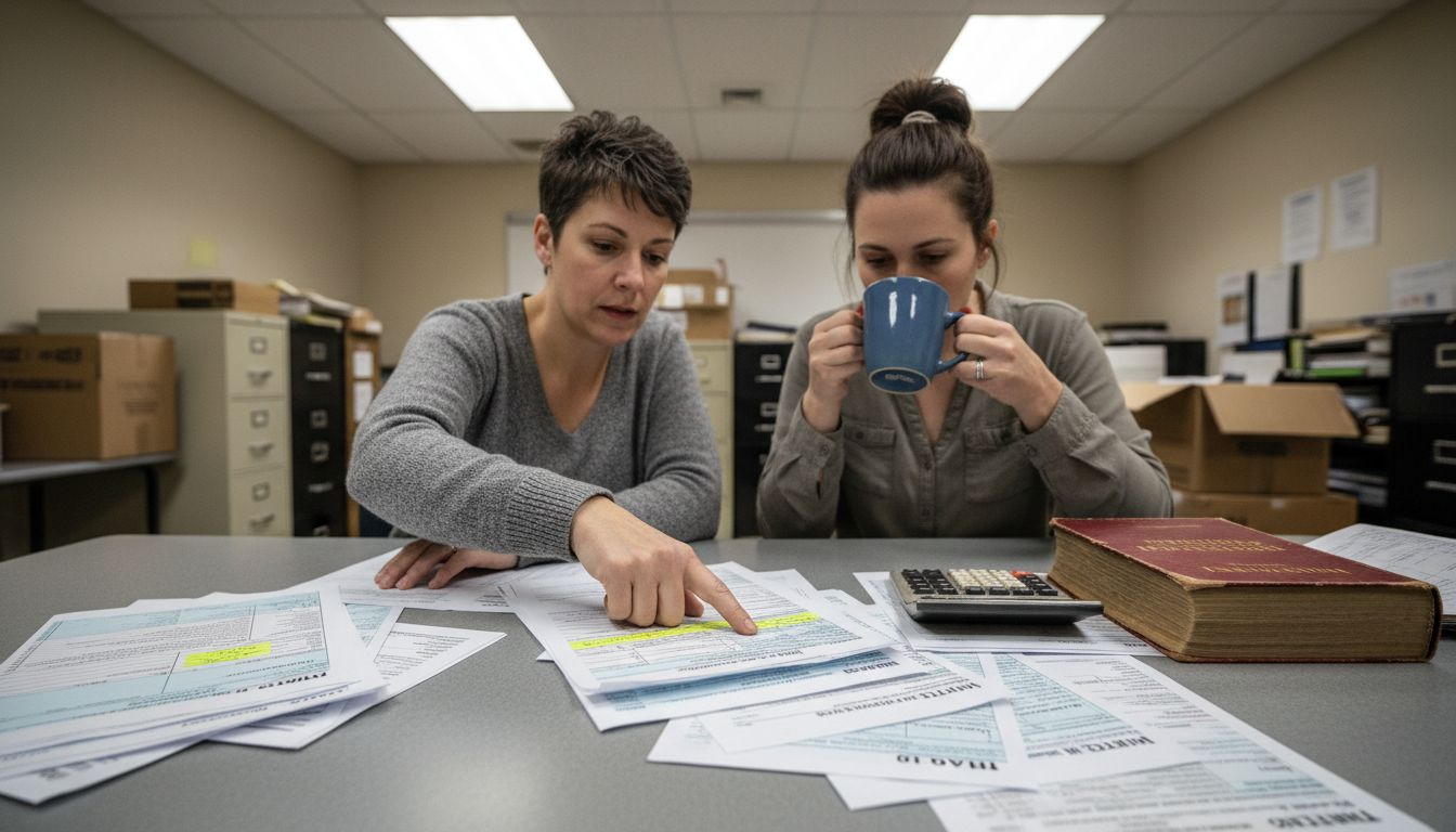 Two women reviewing tax incentive forms