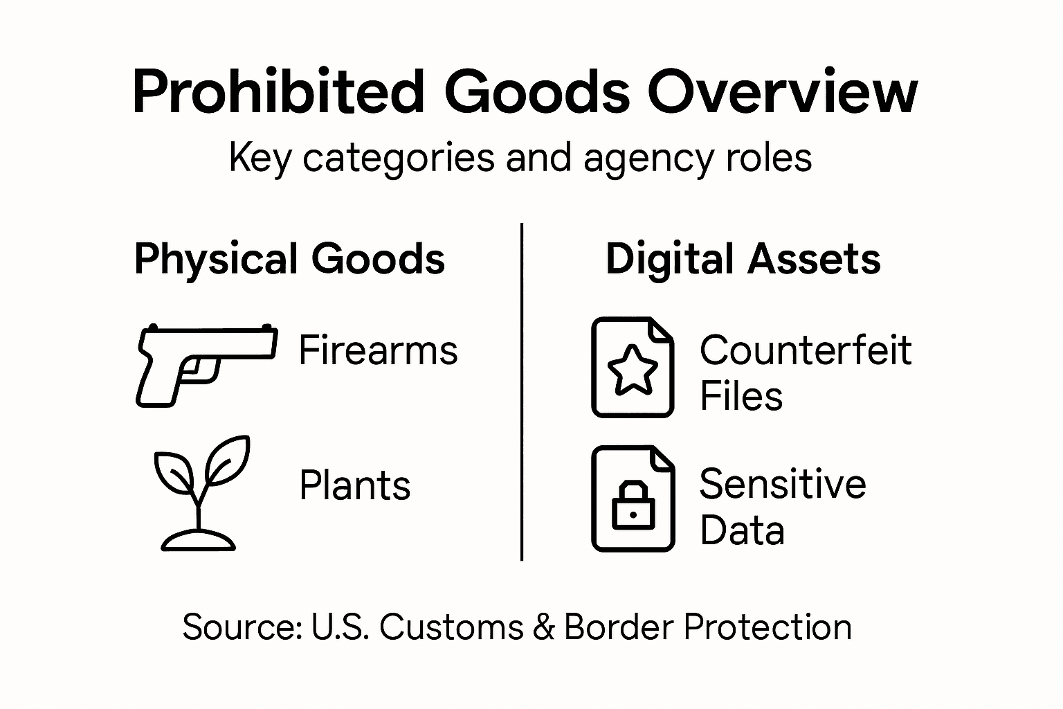Infographic showing U.S. prohibited goods types