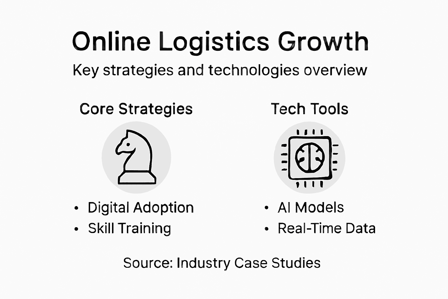 Infographic with core strategies and tech tools for logistics