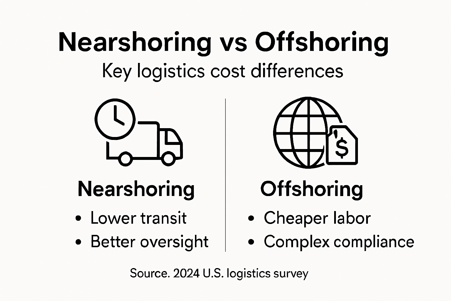 Infographic comparing logistics costs for nearshoring and offshoring