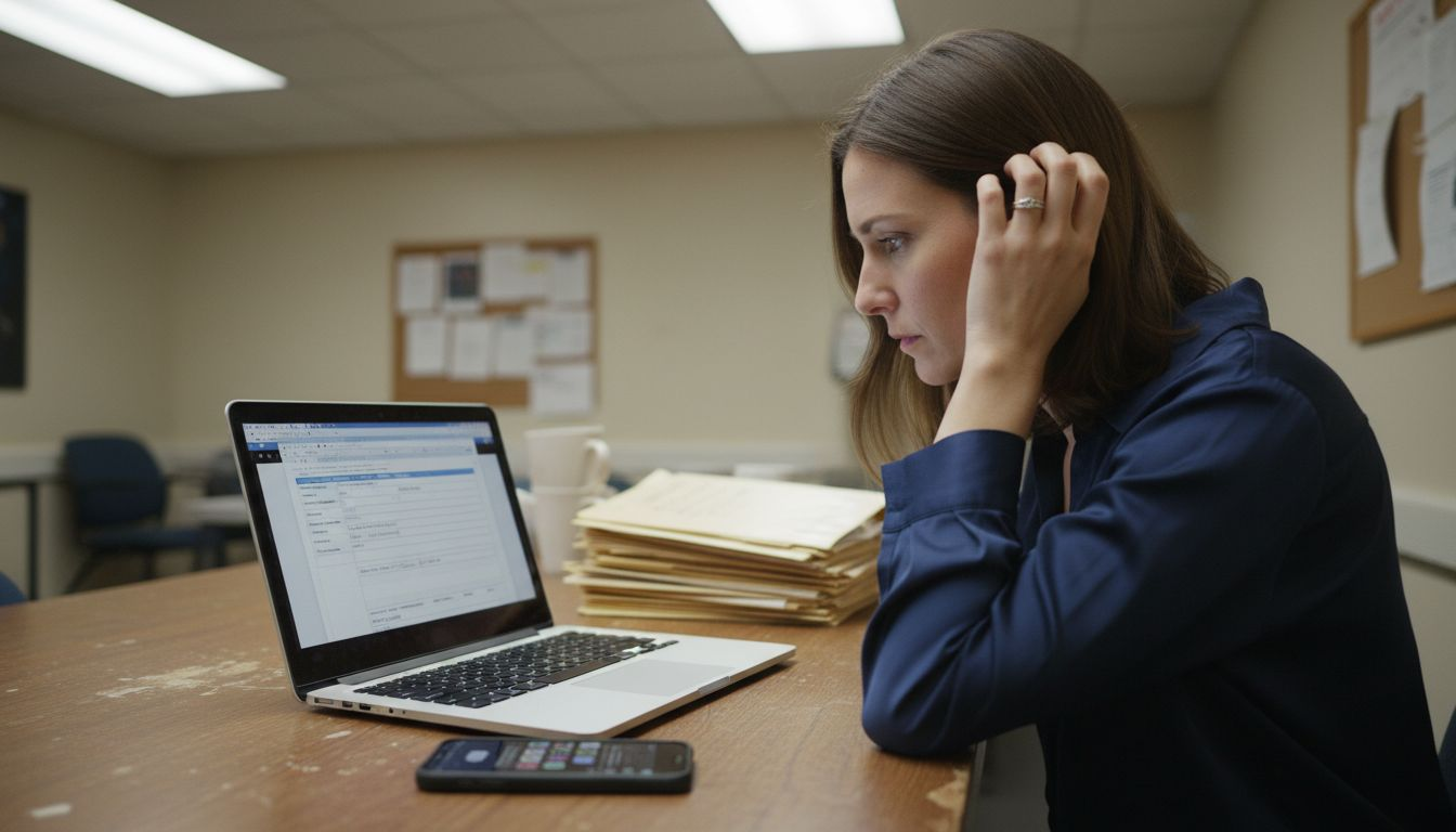 Woman opening ISF 10 2 PDF on laptop