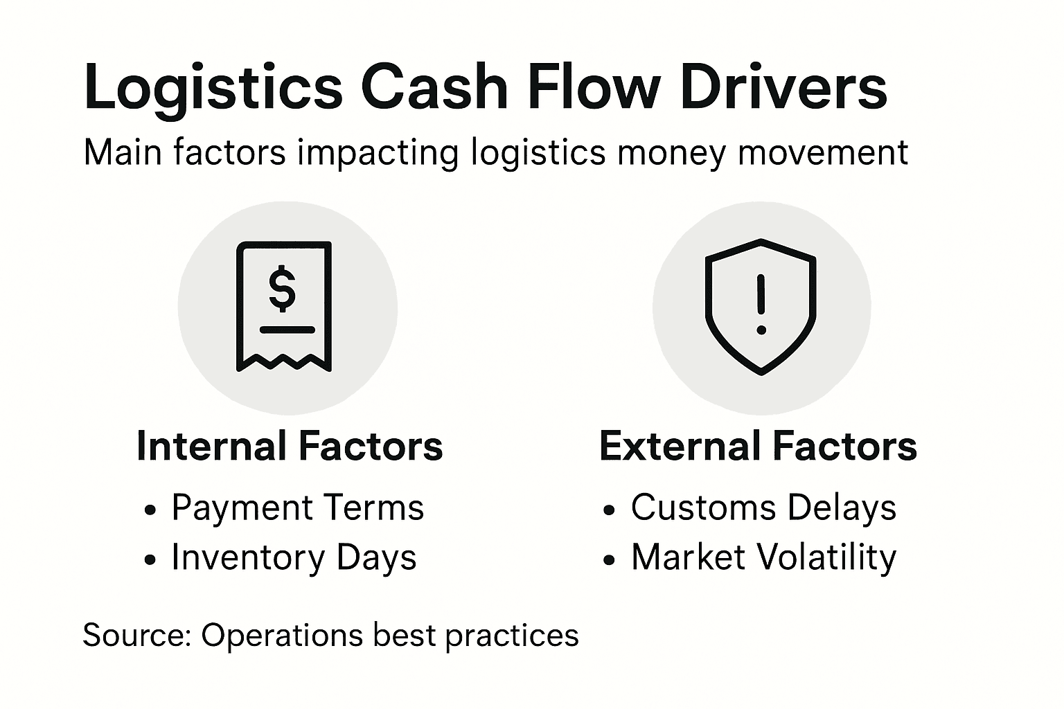 Infographic illustrating logistics cash flow factors