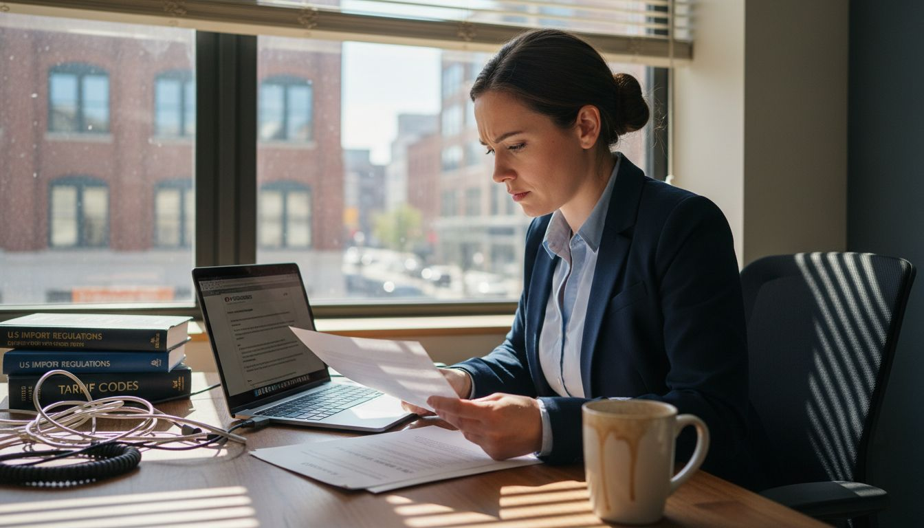 Customs broker reviewing authorization paperwork