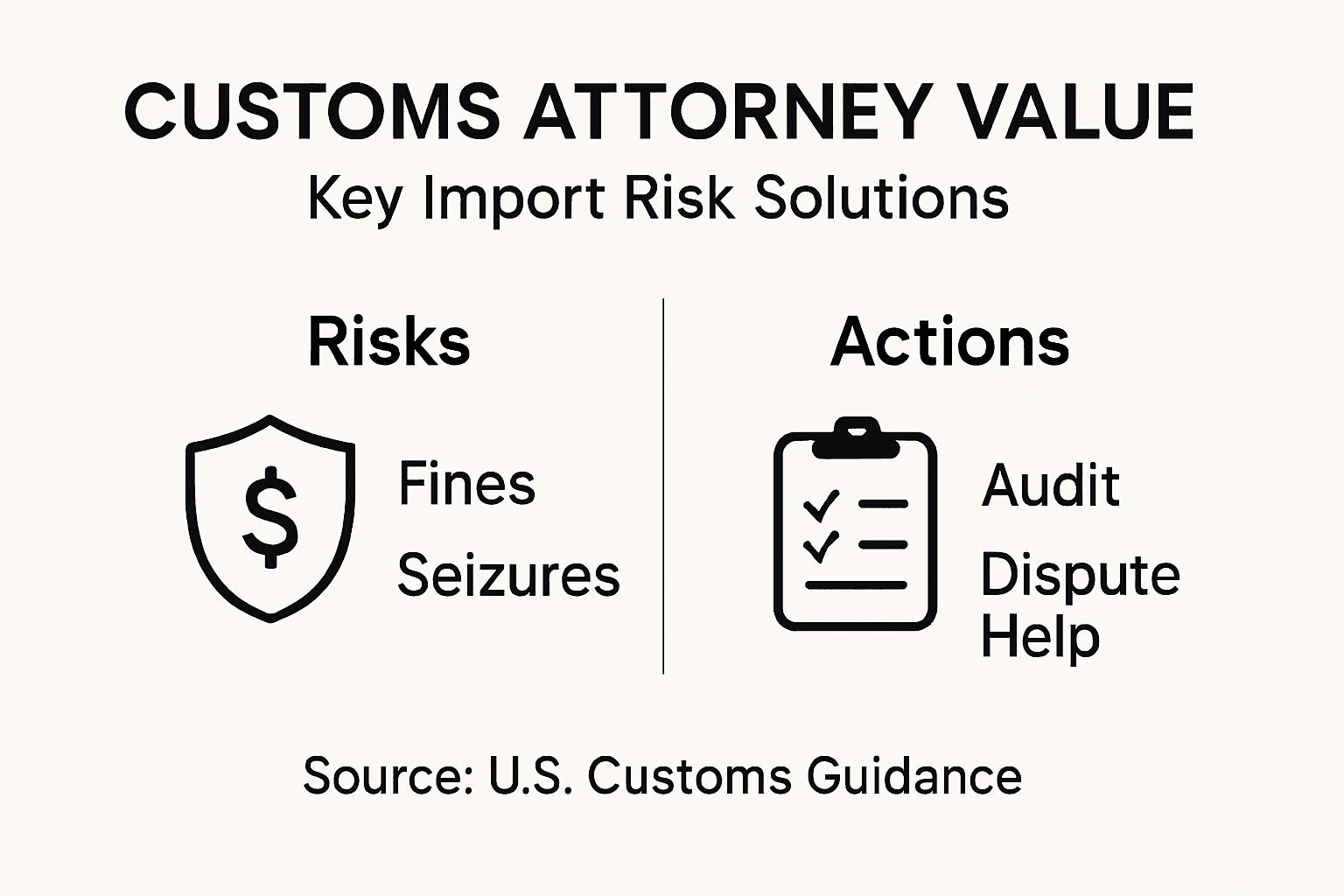 Infographic showing customs attorney risk actions