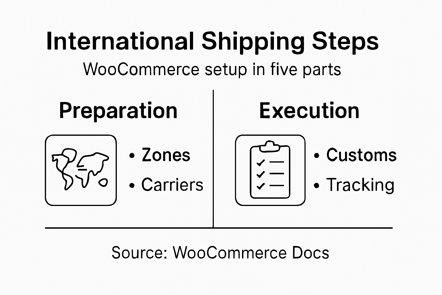 Infographic outlining WooCommerce international shipping steps