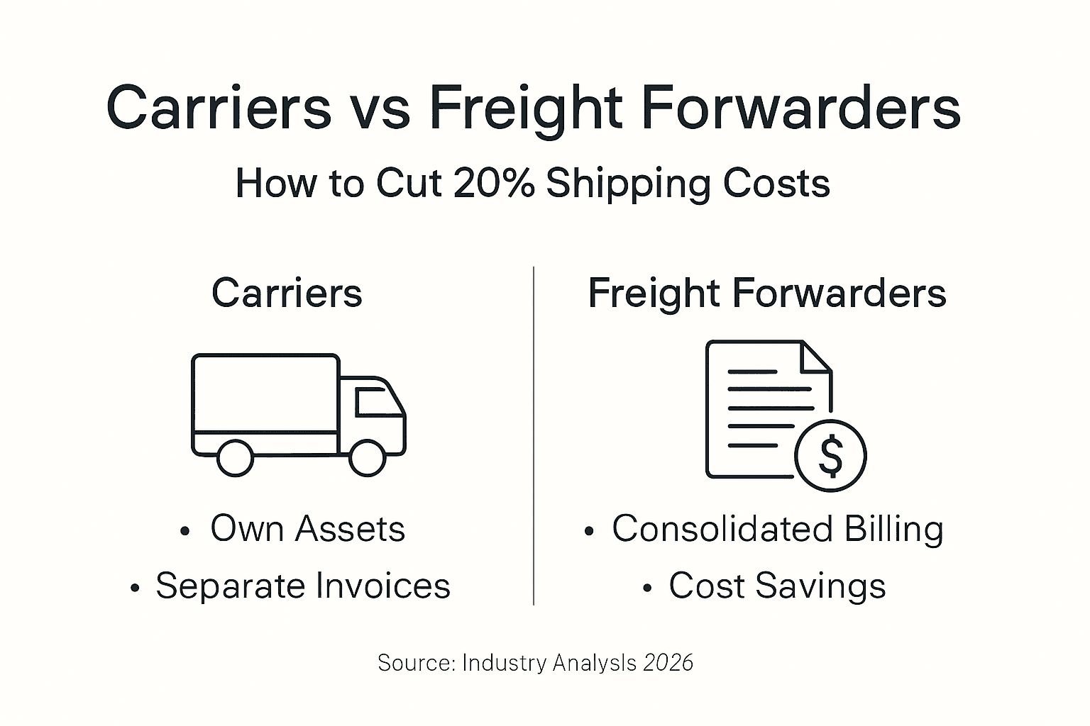 Infographic comparing carrier and forwarder costs