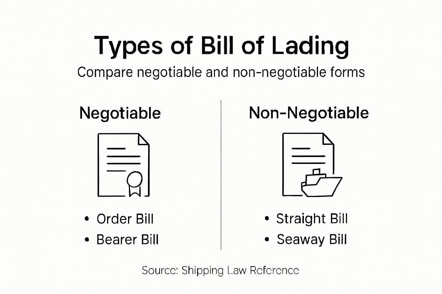 Infographic comparing bill of lading types