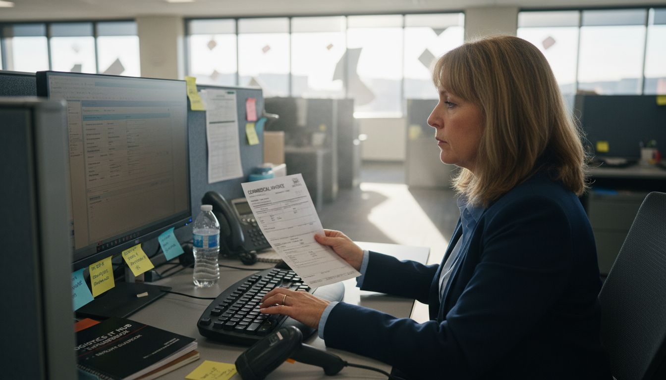 Broker entering data for customs clearance