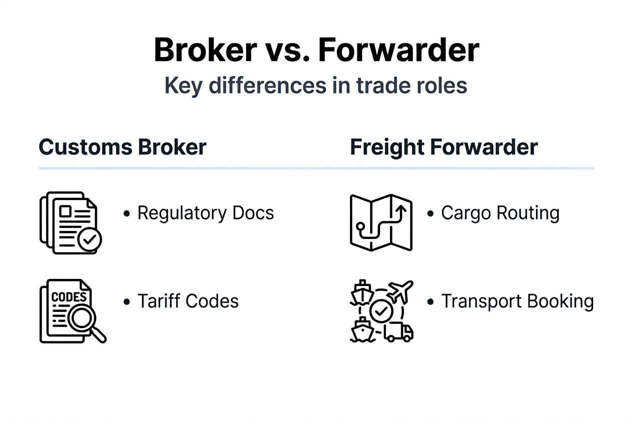 Infographic comparing broker and forwarder roles