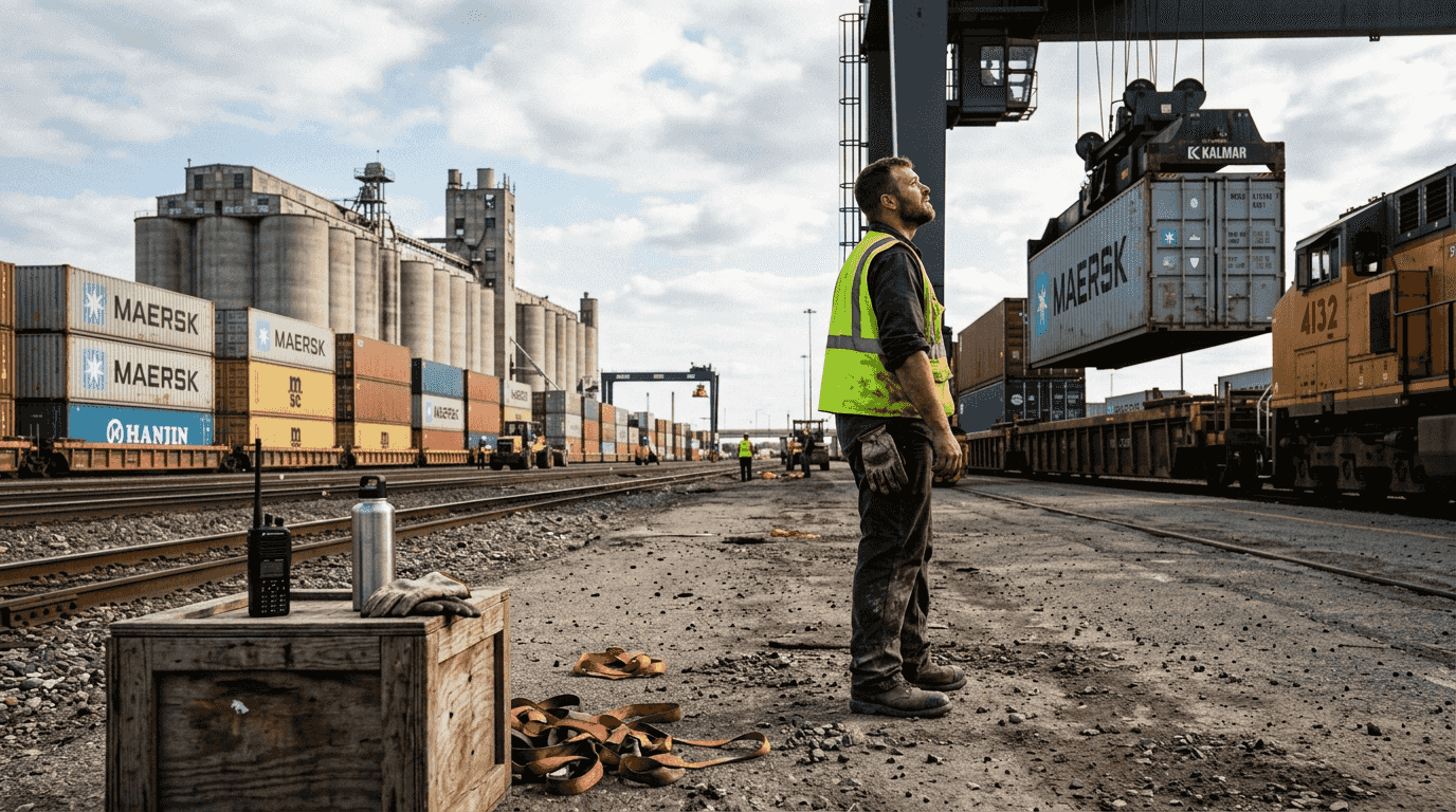 Rail terminal container loading activity