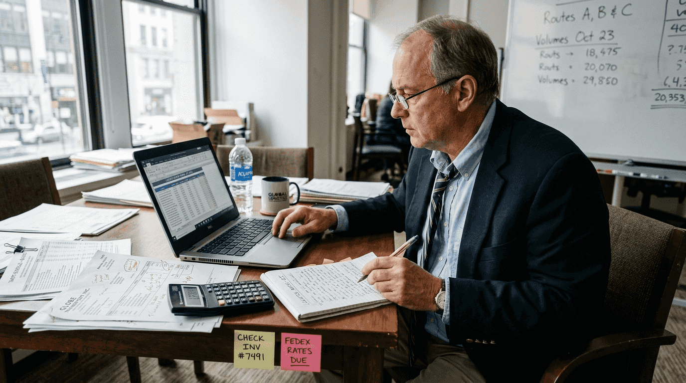 Logistics manager verifying tariff classification paperwork