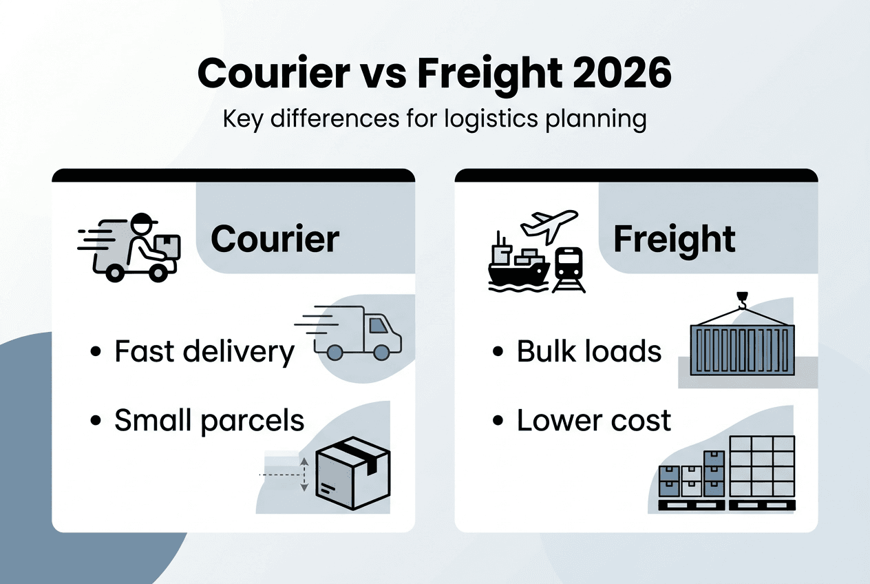 Infographic comparing courier and freight features