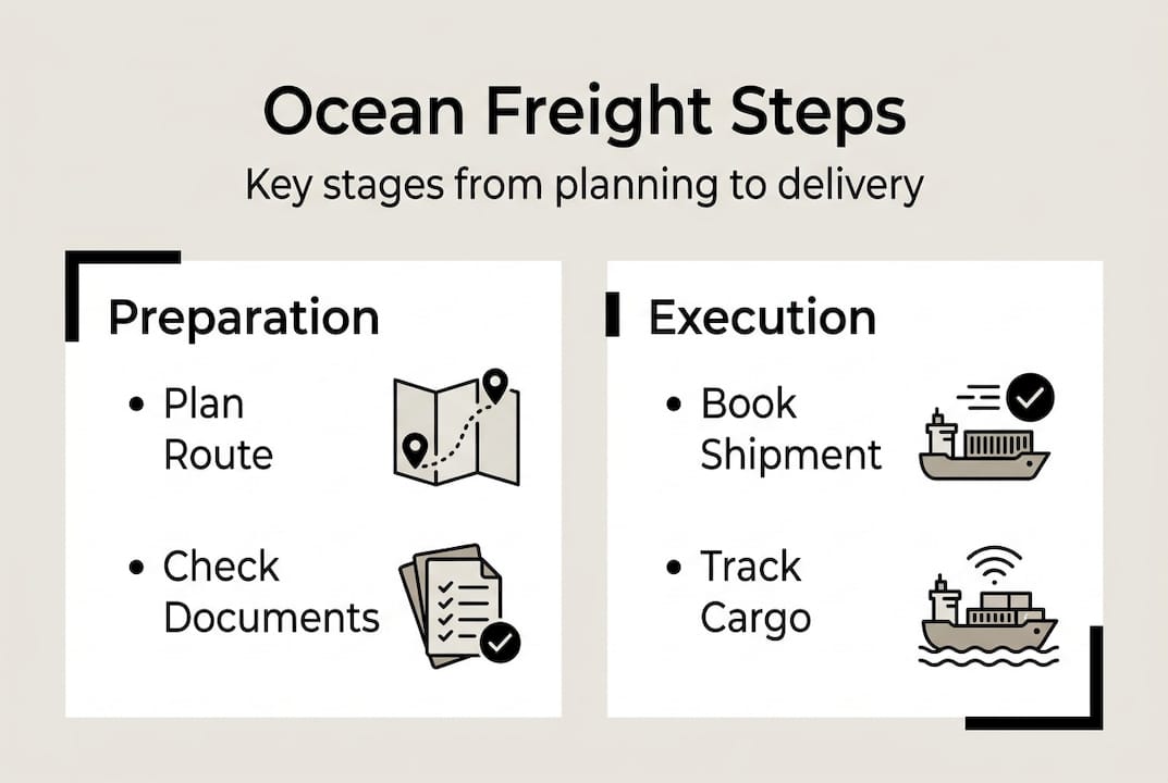 Infographic with main ocean freight steps