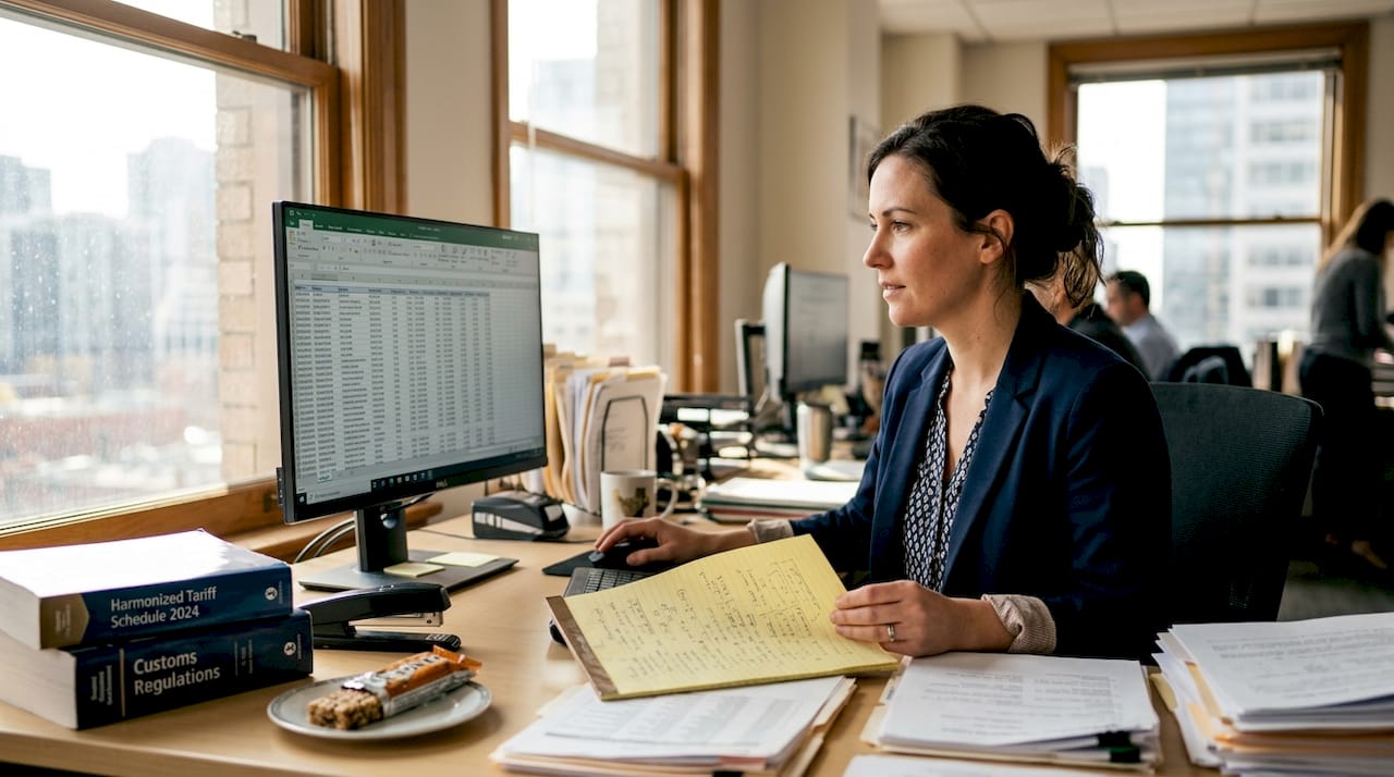 Customs broker managing compliance paperwork