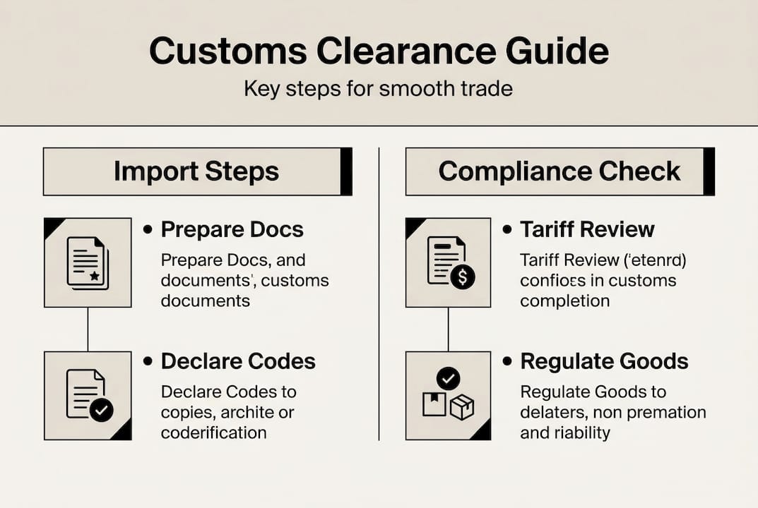 Infographic showing customs process steps and compliance