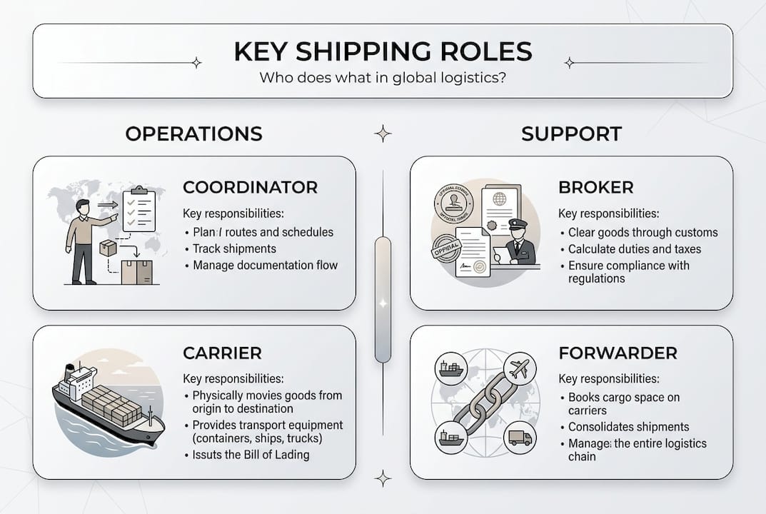 Infographic of shipping roles and duties