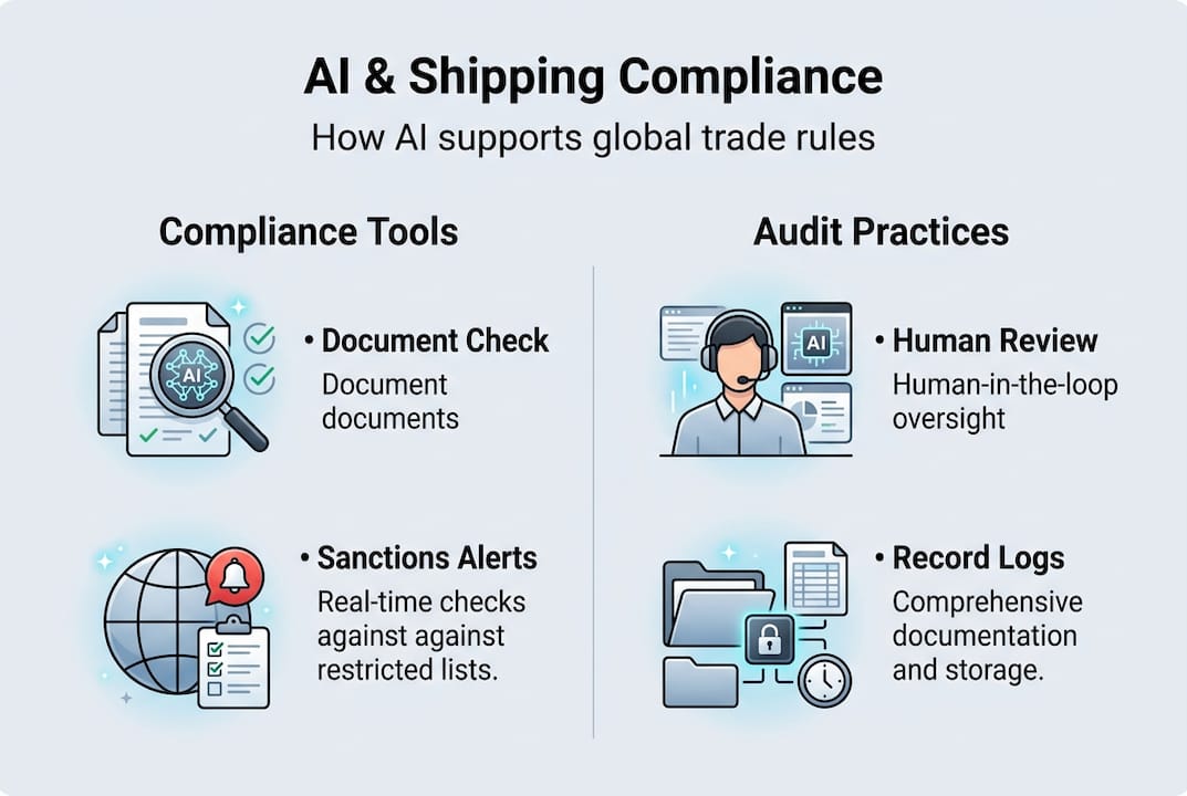 Infographic on AI tools for shipping compliance