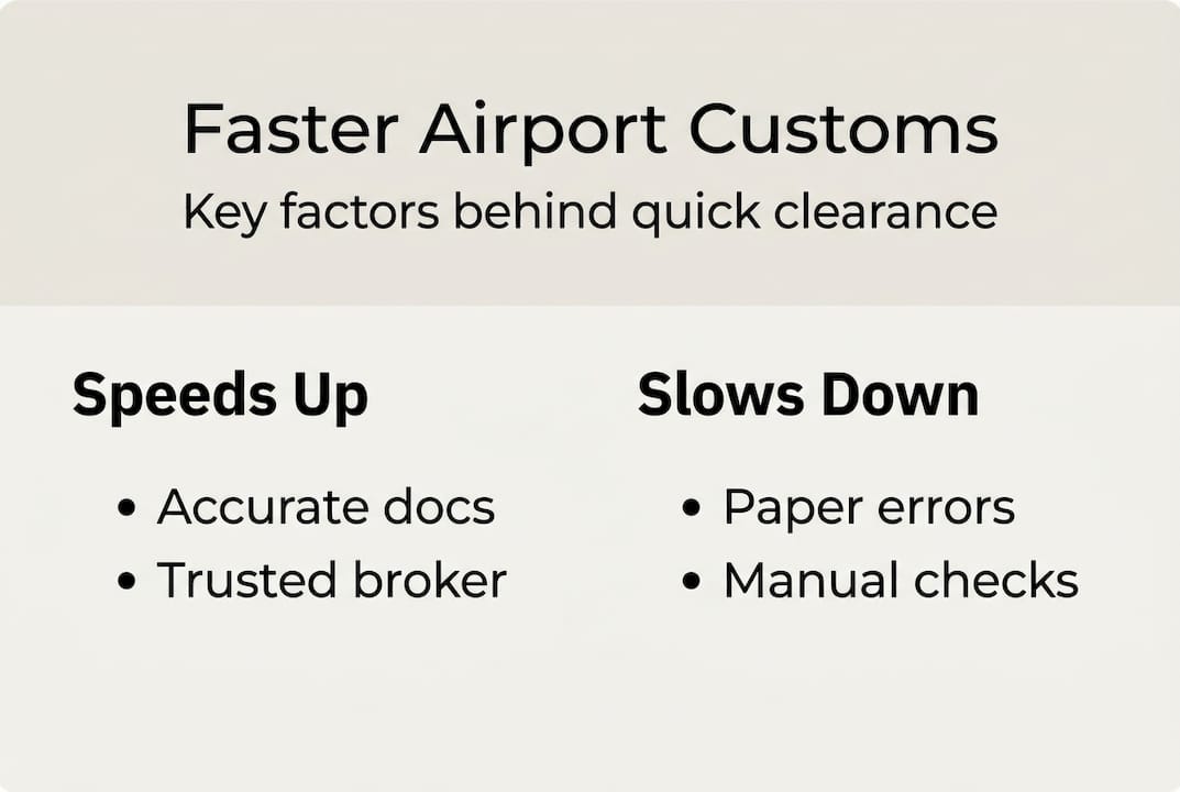 Infographic of airport customs speed factors