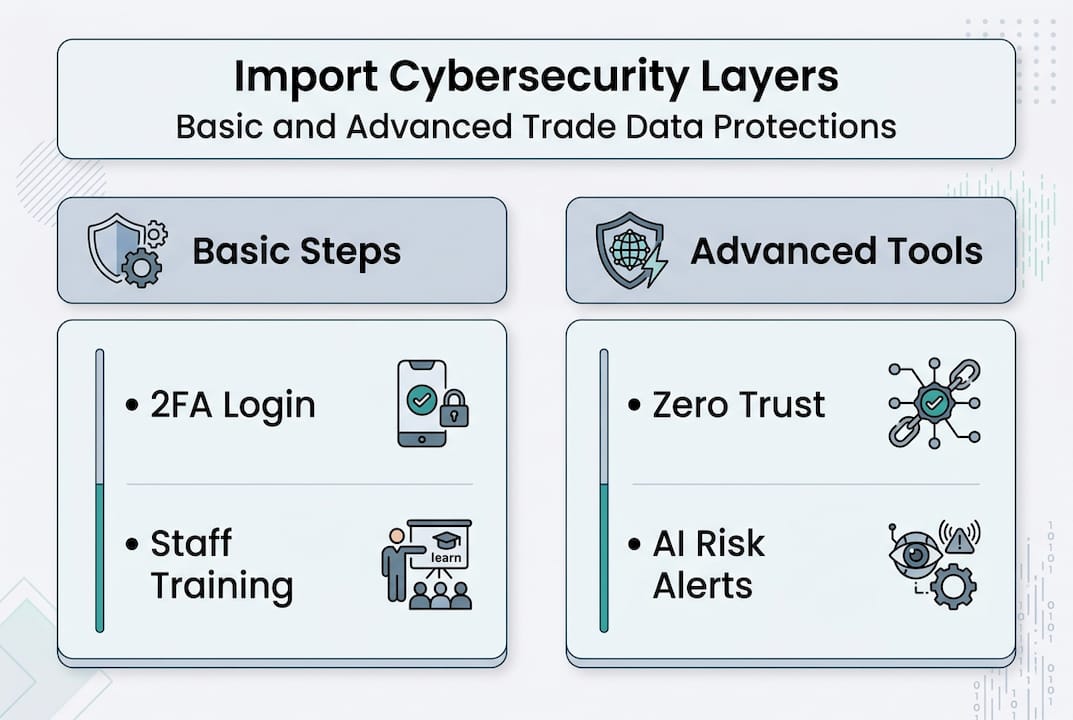 Infographic of basic and advanced cybersecurity layers