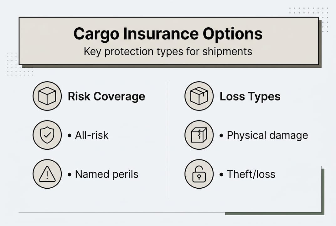 Infographic with cargo insurance risk and loss types