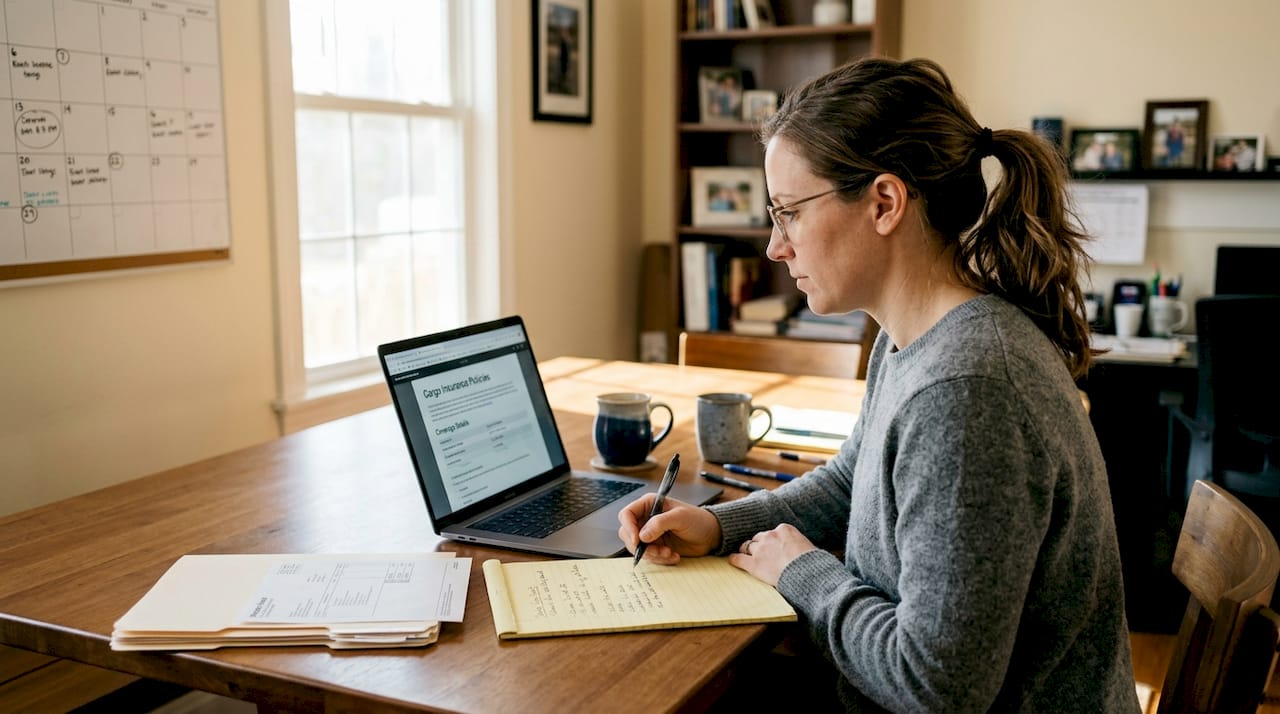 Woman comparing cargo insurance options