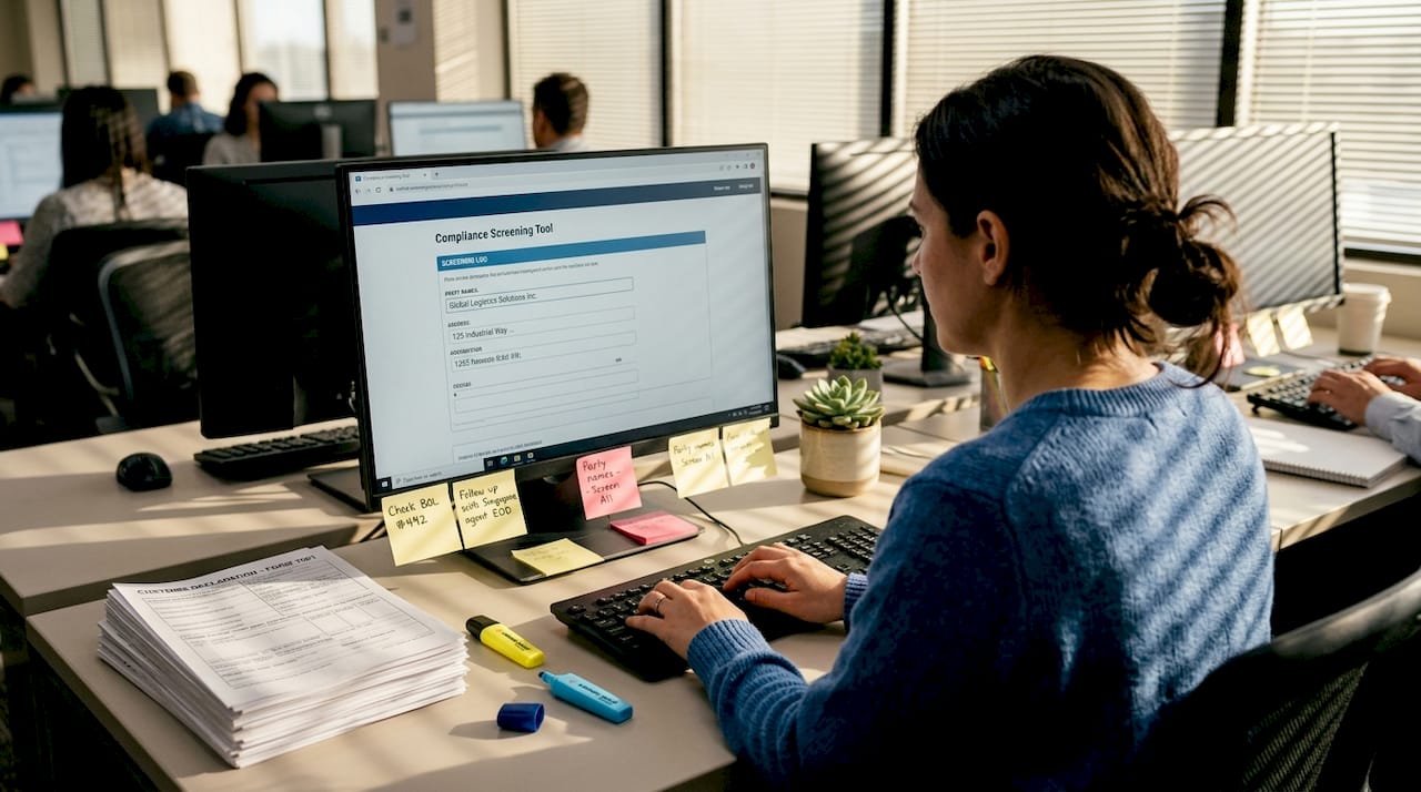 Logistics staff doing party screening