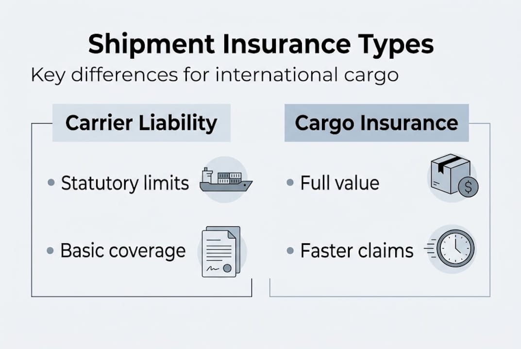 Infographic comparing shipment insurance types
