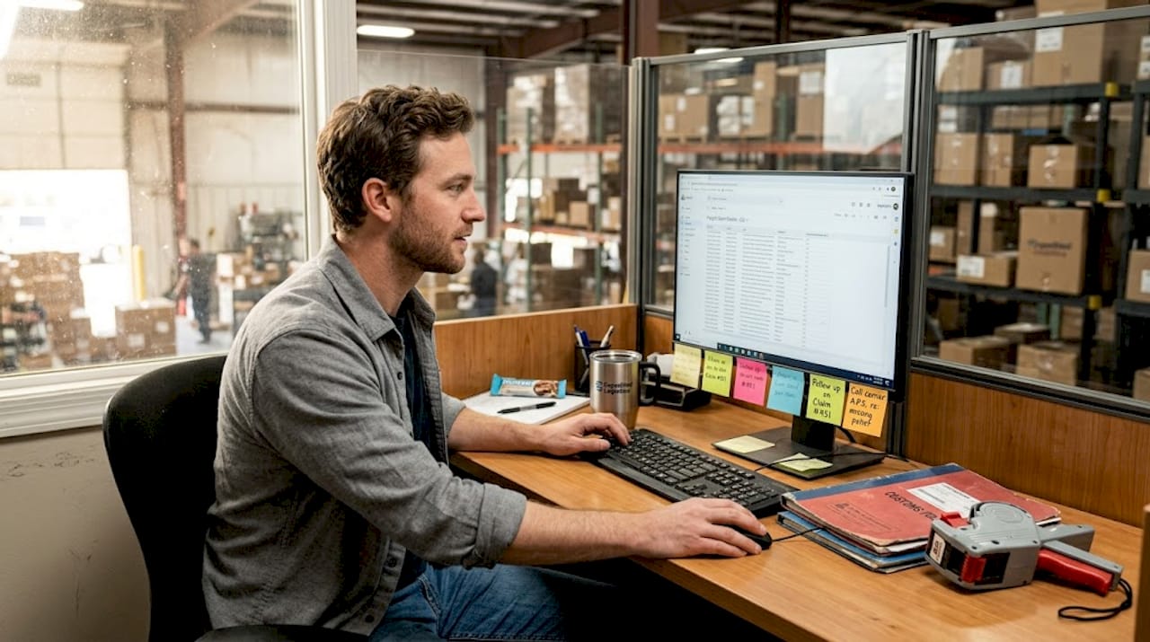 Shipping manager reviews digital claim files