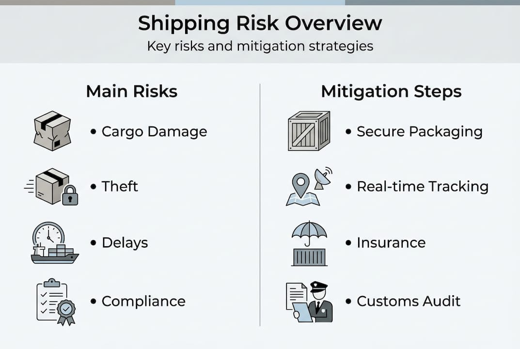 Infographic highlighting key shipping risks and mitigations