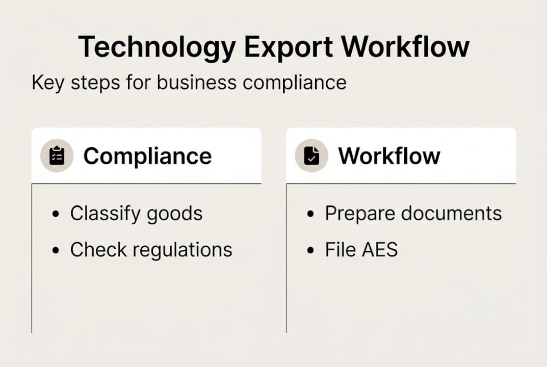 Infographic showing technology export workflow