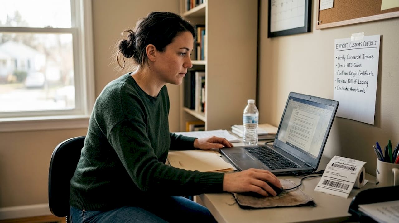 Logistics coordinator reviewing export compliance