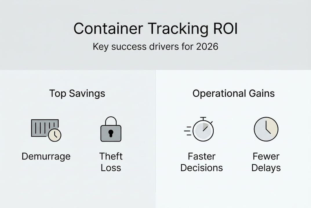 Infographic with container tracking ROI highlights