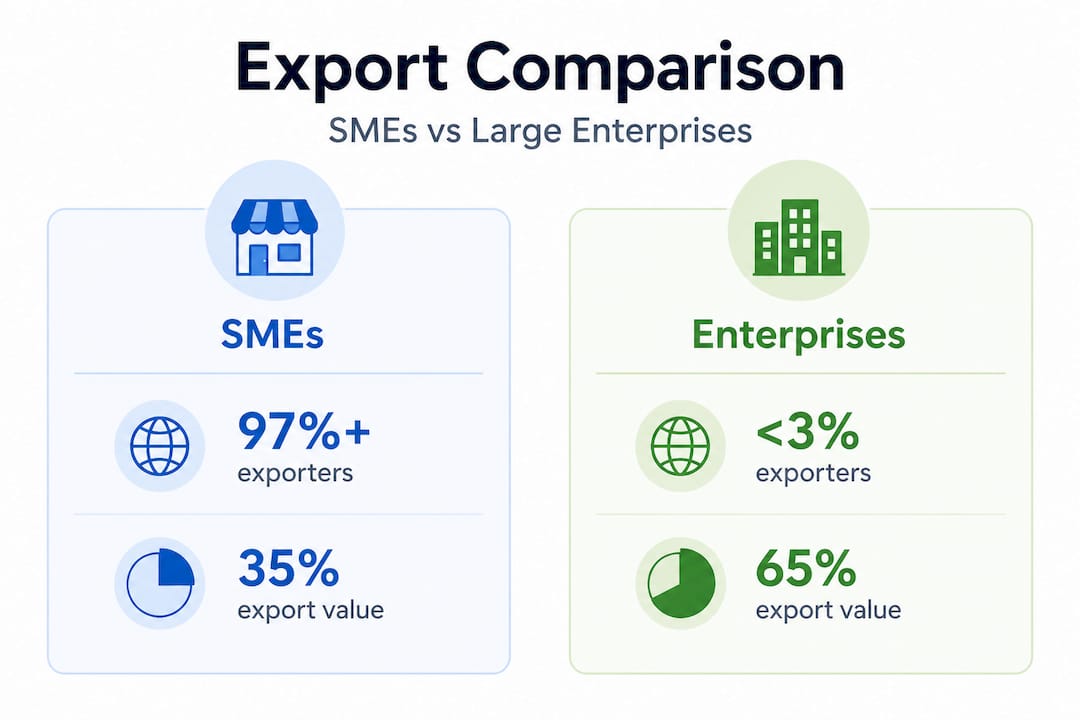 Infographic comparing SME and enterprise export share