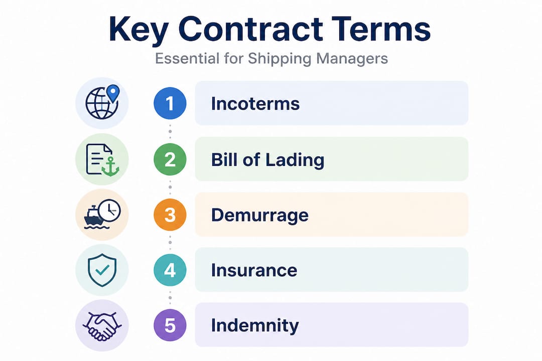 Infographic with five key contract terms for logistics