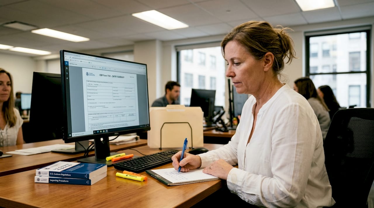 Administrator working with entry summary compliance