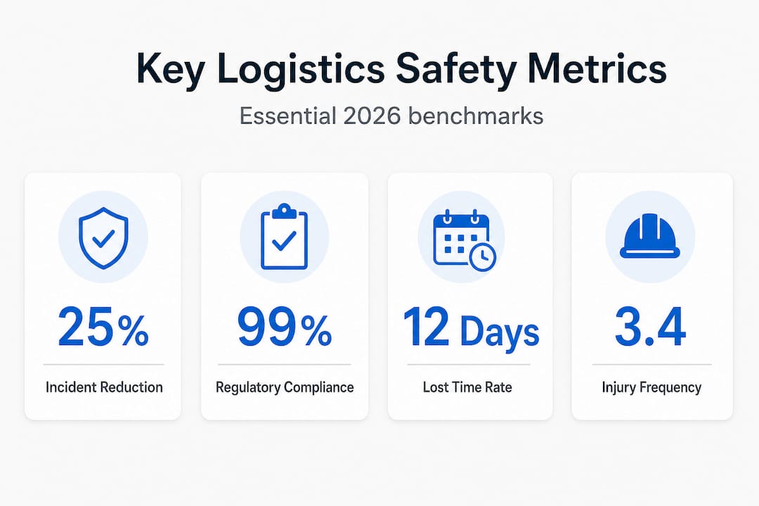 Infographic with key logistics safety metrics and benchmarks